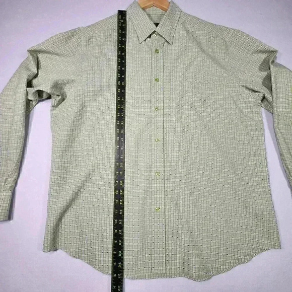 BUGATCHI Men's Dress Shirt XL Long Sleeve Woven Plaid Green - Picture 10 of 16